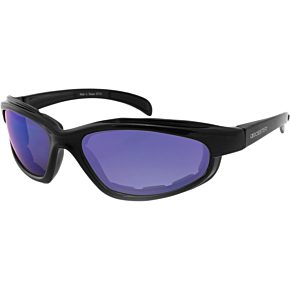 Bobster Fat Boy Sunglasses - Gloss Black - Smoke Cyan Mirror