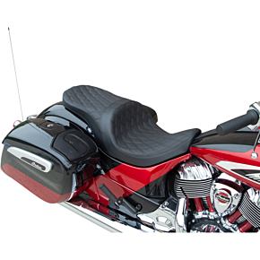 Drag Specialties Low Profile Touring Seat - Double Diamond - Black - Solar Reflective Leather 0810-2274