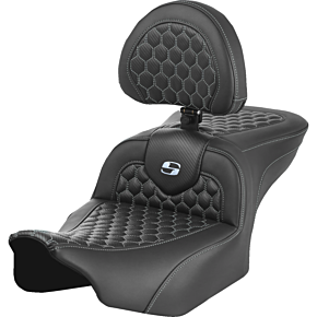 Roadsofa™ Seat - with Backrest - Honeycomb - Silver Stitch - FLTR/FLHX '23-'24 823-07-189B5