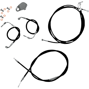 Handlebar Cable/Brake Line Kit - 15" - 17" Ape Hanger Handlebars - Black Vinyl LA-8050KT-16B