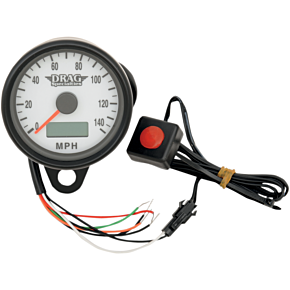 2.4" MPH Programmable Mini Electronic Speedometer with Odometer/Tripmeter - Matte Black - White Face 2210-0258