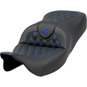 Roadsofa™ Seat - Lattice Stitch - Blue Stitch - without Backrest - FLH/FLT '08-'23 808-07B-18201