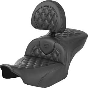 Heated Roadsofa™ Seat - Carbon Fiber - Lattice Stitch - w/ Backrest - FLT/FLH '23-'24 823-07-206C0
