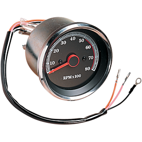 8000 RPM Electronic Tachometer - Stainless Housing Ring - Black Face DS-243939