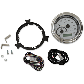 Dakota Digital MXV Series Fatbob Analog/Digital Gauge System - White/Gray/Chrome MVX-2004-WG-C