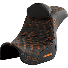 Pro Series SDC Performance Seat - w/ Backrest - Orange Stitch - Dyna '06-'17 SC80604ORART