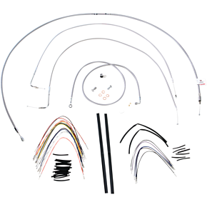 BURLY BRAND Handlebar Cable/Brake Line Kit - Complete - 18" Ape Hanger Handlebars - Stainless Steel B30-1058