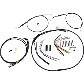 BURLY BRAND Cable Kit - Jail Bar - 14" Handlebars - Black Vinyl B30-1191