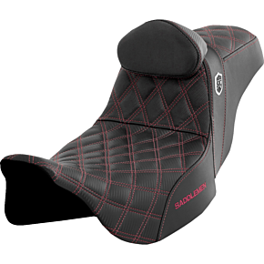 Pro Series SDC Performance Seat - w/ Backrest - Wine Berry Stitch - FLH/FLT '08-'23 SC80807WINRT