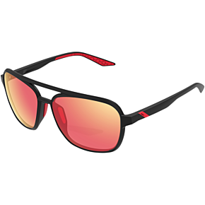 Kasia Aviator Sunglasses - Round - Black - Red Mirror 61042-100-43
