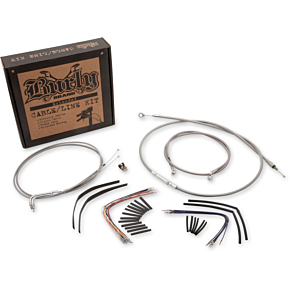 BURLY BRAND Handlebar Cable/Brake Line Kit - Complete - 14" Ape Hanger Handlebars - Stainless Steel B30-1049