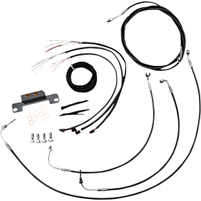 Handlebar Cable/Brake Line Kit - Complete - Stock Ape Hanger Handlebars - Black Vinyl LA-8058KT2-08B