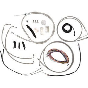 Handlebar Cable/Brake Line Kit - Complete - 12" - 14" Ape Hanger Handlebars - Stainless LA-8050KT2-13