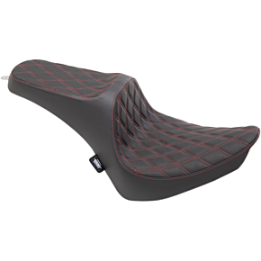 Drag Specialties Predator III Seat - Double Diamond - Red Stitching 0802-1361