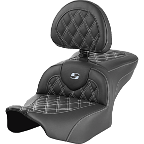 RoadSofa™ Seat - with Backrest - Lattice Stitch - Silver Stitch - FLTR/FLHX '23-'24 823-07-182B5