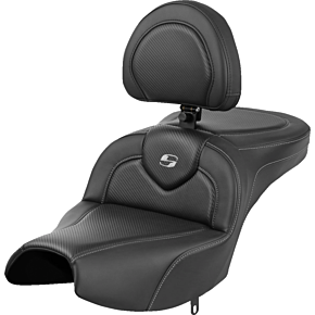 Roadsofa™ Seat - With Backrest - Black - Carbon Fiber - Indian Pursuit '22-'24 I22-02-185BR