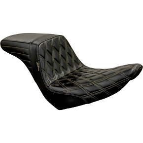 Kickflip Seat - Diamond w/Chestnut Stitching - Black - Softail '18-'22 LYR-590DD-CHET