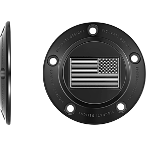Figurati Designs Timing Cover - 5 Hole - American - Contrast Cut - Black FD26R-TC-5H-BLK