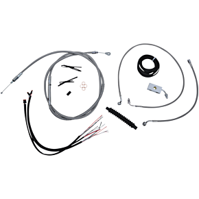 Handlebar Cable/Brake Line Kit - Complete - 15" - 17" Ape Hanger Handlebars - Stainless LA-8152KT2-16