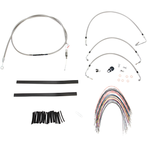 BURLY BRAND Handlebar Cable/Brake Line Kit - Complete - 13" Ape Hanger Handlebars - Stainless Steel B30-1103
