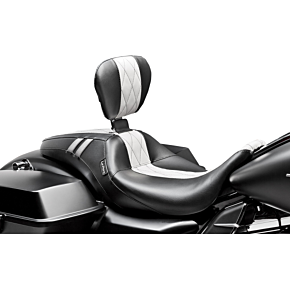 Le Pera Outcast GT Seat - Full-Length - With Backrest - Black Double Diamond W/White Inlay LK-987BRGTWDM