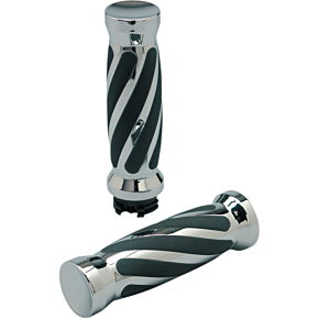 Proone Perfmfg Grips - Twisted - Rubber - Cable - Chrome 490010