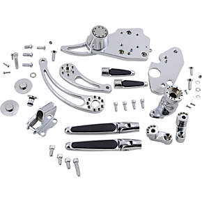 Hawg Halters Forward Control - '14+ FLH - Chrome - Standard - Folding Rubber Inlay Pegs - Slotted Levers FCK-F14CS-FR-S