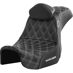 Pro Series SDC Performance Seat - w/ Backrest - White Stitch - Dyna '06-'17 SC80604WHIRT