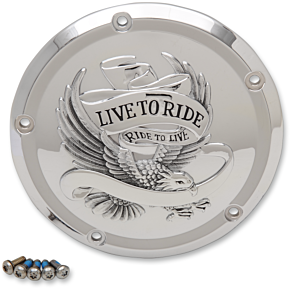 Live to Ride Derby Cover - 5-Hole - Chrome 1107-0554