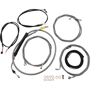 Cable Kit - 12" - 14" Ape Hanger Handlebars - ABS - Stainless LA-8056KT3-13