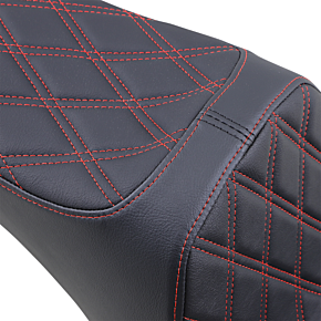 Predator III Seat - Double Diamond - Black w /Red Stitching - Softail '06-'17 0802-1440