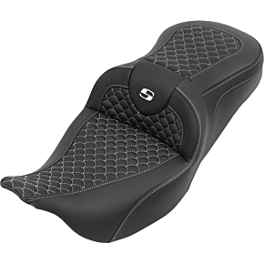 Roadsofa™ Seat - without Backrest - Dragon Stitch - White Stitch - FLH/FLT '08-'25 808-07B-20806