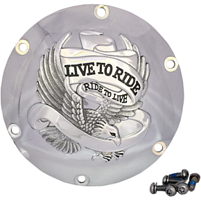 Live to Ride Derby Cover - 6-Hole - Chrome 1107-0629