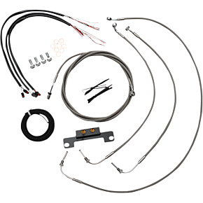 Handlebar Cable/Brake Line Kit - Complete - Stock Ape Hanger Handlebars - Stainless LA-8058KT2-08