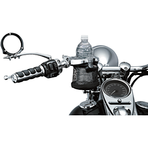 Kuryakyn Chrome Universal Drink Holder with Basket and Clamp for 1" Handlebars
