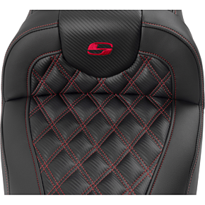 RoadSofa™ Seat - with Backrest - Carbon Fiber - Lattice Stitch - Red Stitch - FLTR/FLHX '23-'24 823-07-206B4