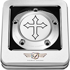 Figurati Designs Timing Cover - 5 Hole - Cross - Stainless Steel FD41-TC-5H-SS