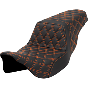 Step-Up Seat - Lattice Stitch - Orange Stitch - FLH/FLT '08-'23 808-07B-17503