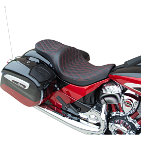 Drag Specialties Seat - Low-Profile - Touring - Double Diamond w/ Red Stitching - Black 0810-2261