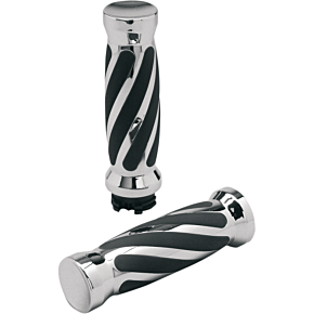 Proone Perfmfg Grips - Twisted - Rubber - Cable - Chrome 802440