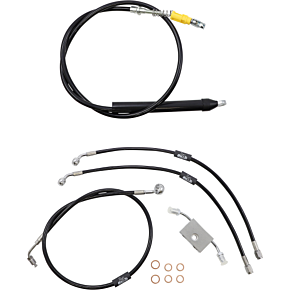 Handlebar Cable/Brake Line Kit - Quick Connect - 18" - 20" Ape Hanger Handlebars - Black Vinyl LA-8157KT-19B