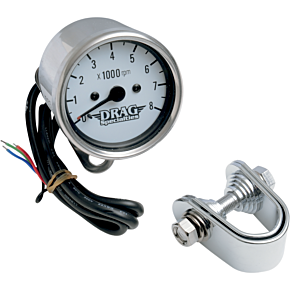 2.4" Mini Electronic 8000 RPM Tachometer - Chrome Housing - White Face 2211-0058