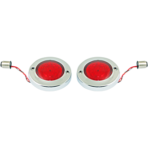 Custom Dynamics LED Flat Turn Signals - 1156 - Chrome - Red Lens PB-FB-R-1156CR
