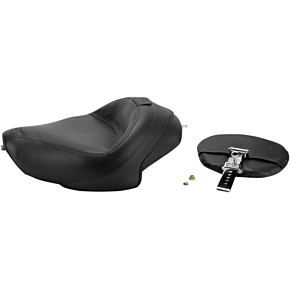 Mustang Wide Solo Seat - With Backrest - Vintage - Black - Smooth - XL '04-'21 79429