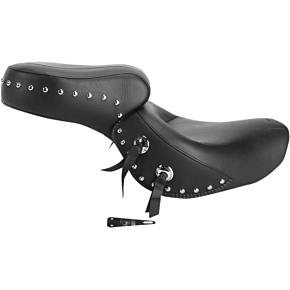 Seat - Wide - Touring - Without Backrest - One-Piece - Chrome Studded - Black w/Conchos - VT1100 75008