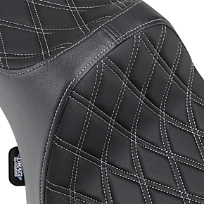 Drag Specialties Predator III Seat - Double Diamond - Silver Stitching 0804-0735