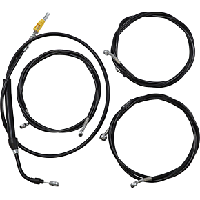 Handlebar Cable/Brake Line Kit - Complete - 12" - 14" Ape Hanger Handlebars - Black Vinyl LA-8058KT2-13B