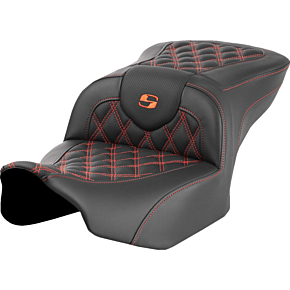 Roadsofa™ Seat - without Backrest - Orange Lattice Stitch - FLTR/FLHX '23-'24 823-07-18203