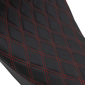 Drag Specialties Forward Low Solo Seat - Diamond - Red Stitched 0801-1254