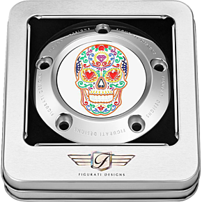 Timing Cover - 5 Hole - Sugar Skull - Mirror Polished - Stainless Steel FD30-TC-5H-SS